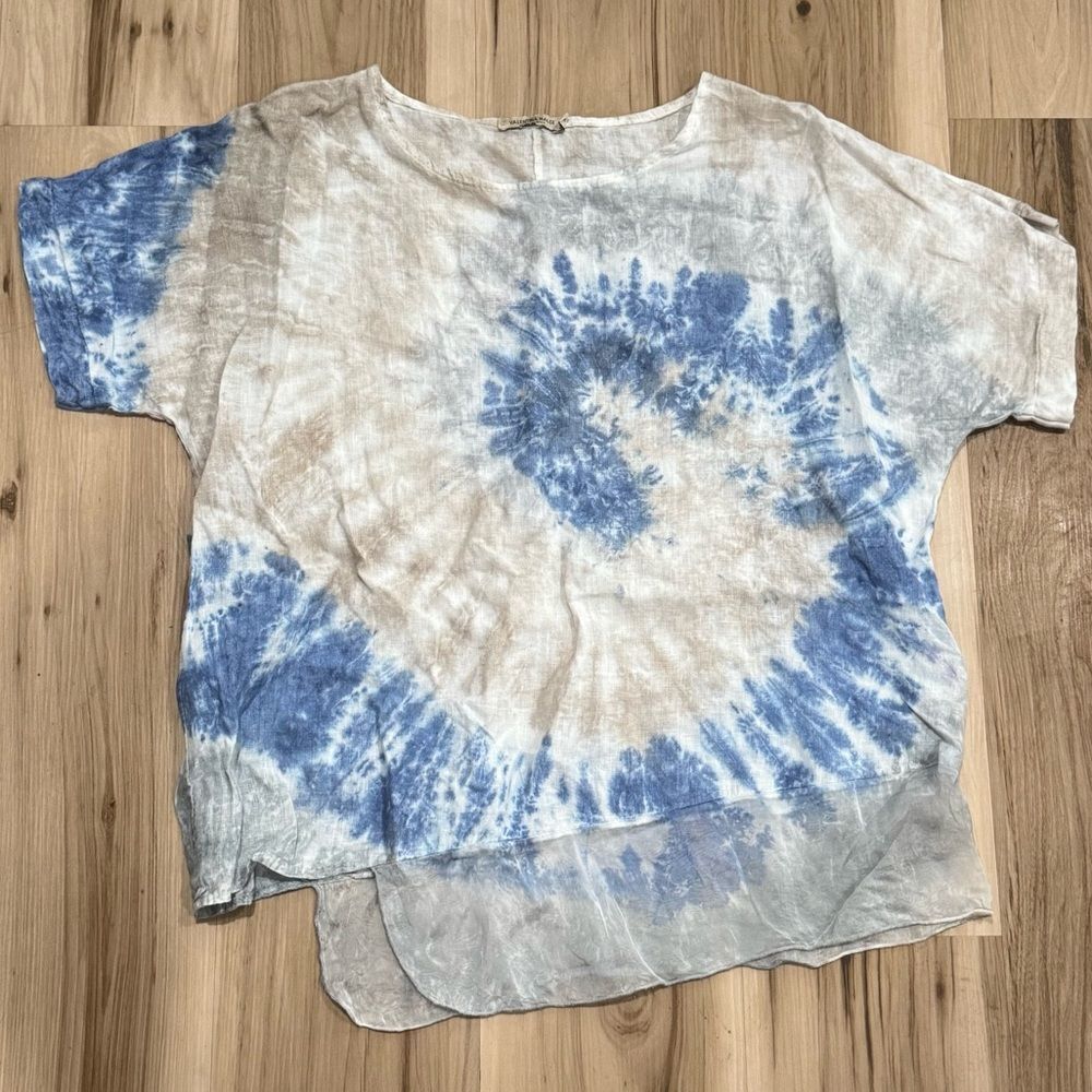 Valentina Naldi Linen Tie Dye Short Sleeve Shirt Women’s Small